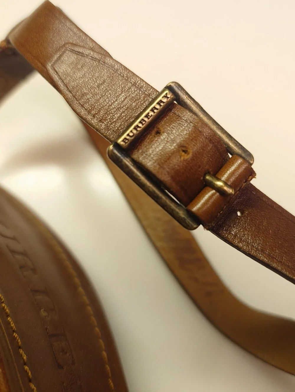EUC Iconic Brown BURBERRY Delamer Leather Platform Wedge Sandal 39 Runway Heels